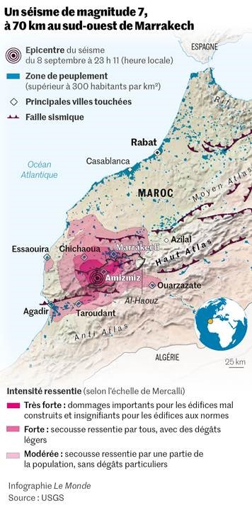 Carte Maroc séïsme